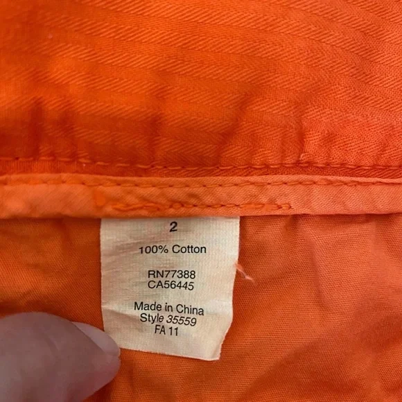 J. Crew Neon Orange Chino Shorts- Size 2 - Picture 6 of 6